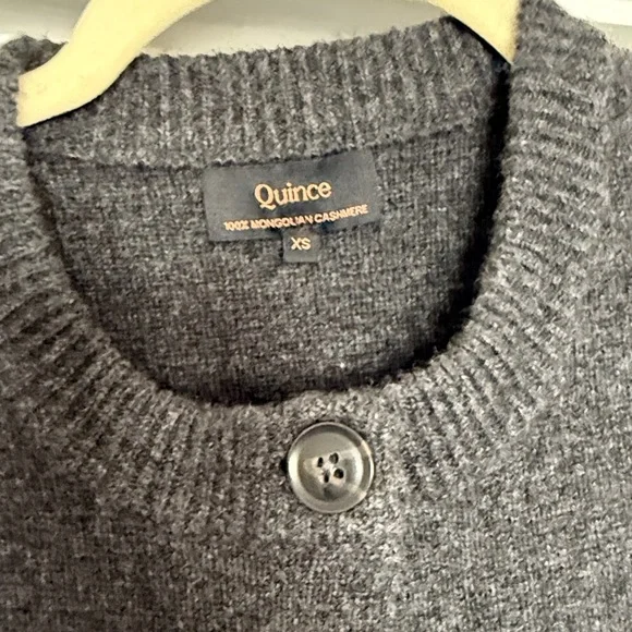 Quince Mongolian Cashmere Structured Cardigan in Heather Charcoal - Picture 3 of 4